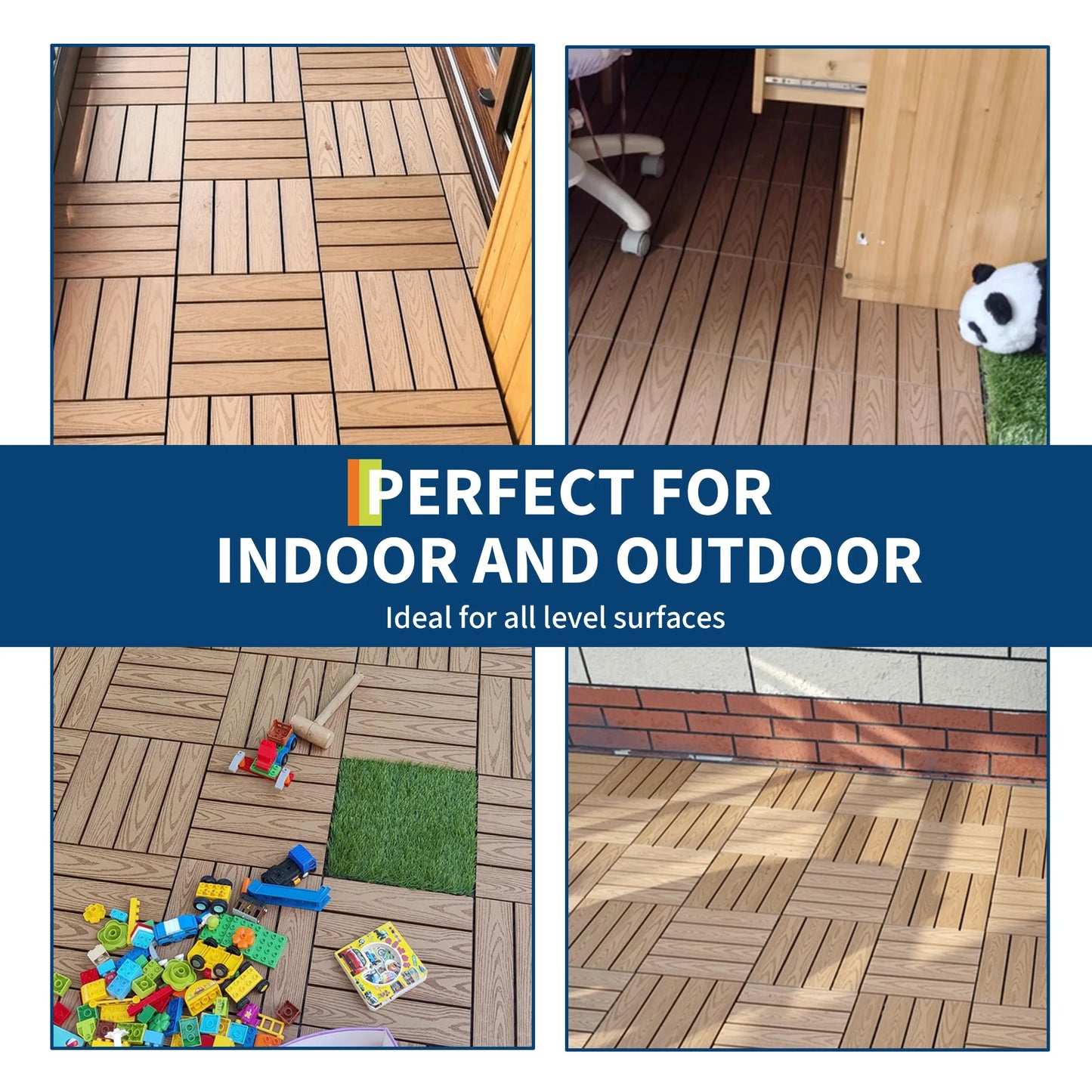 HiMISS Interconnected Composite Deck Tiles for All Weather Outdoor Use