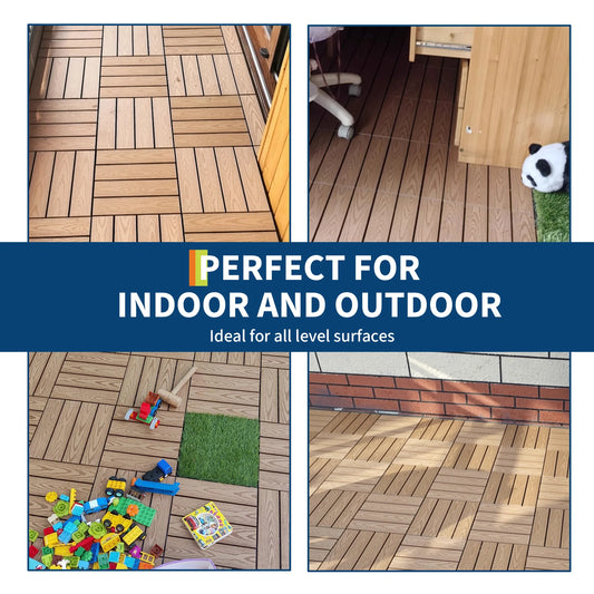 HiMISS Interconnected Composite Deck Tiles for All Weather Outdoor Use