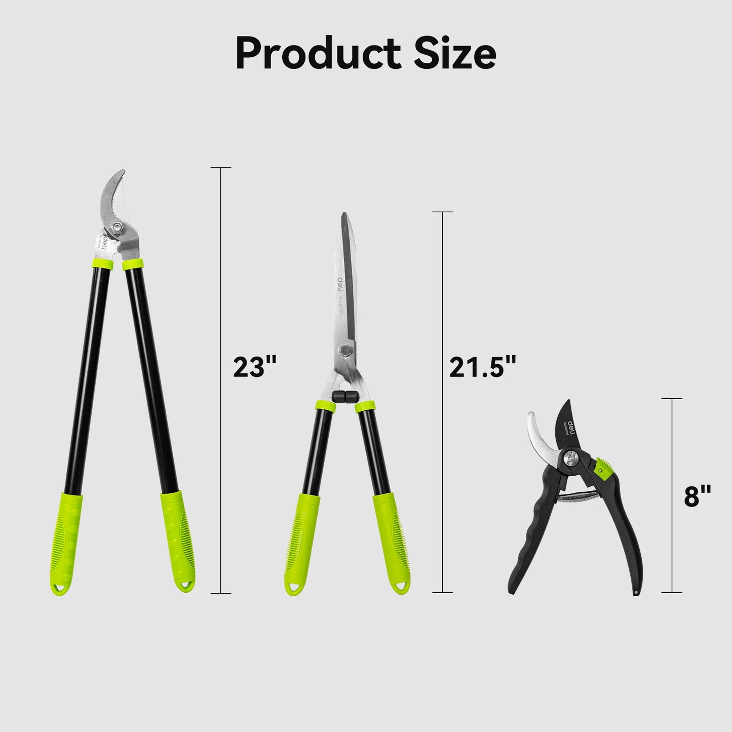 Deli 3-Piece Loppers and Pruners Garden Tool Set for Outdoors