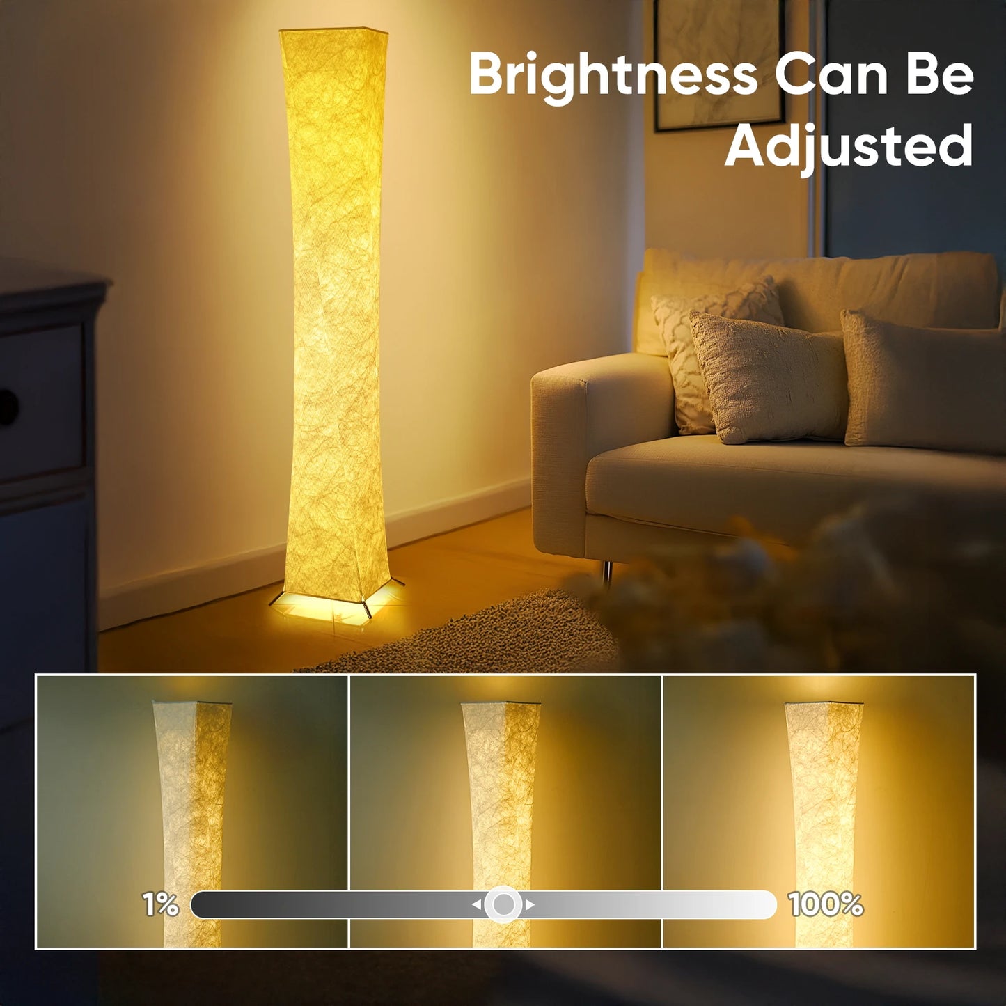 Soft Light Floor Lamp Modern Slim Design 3000K LED Shade