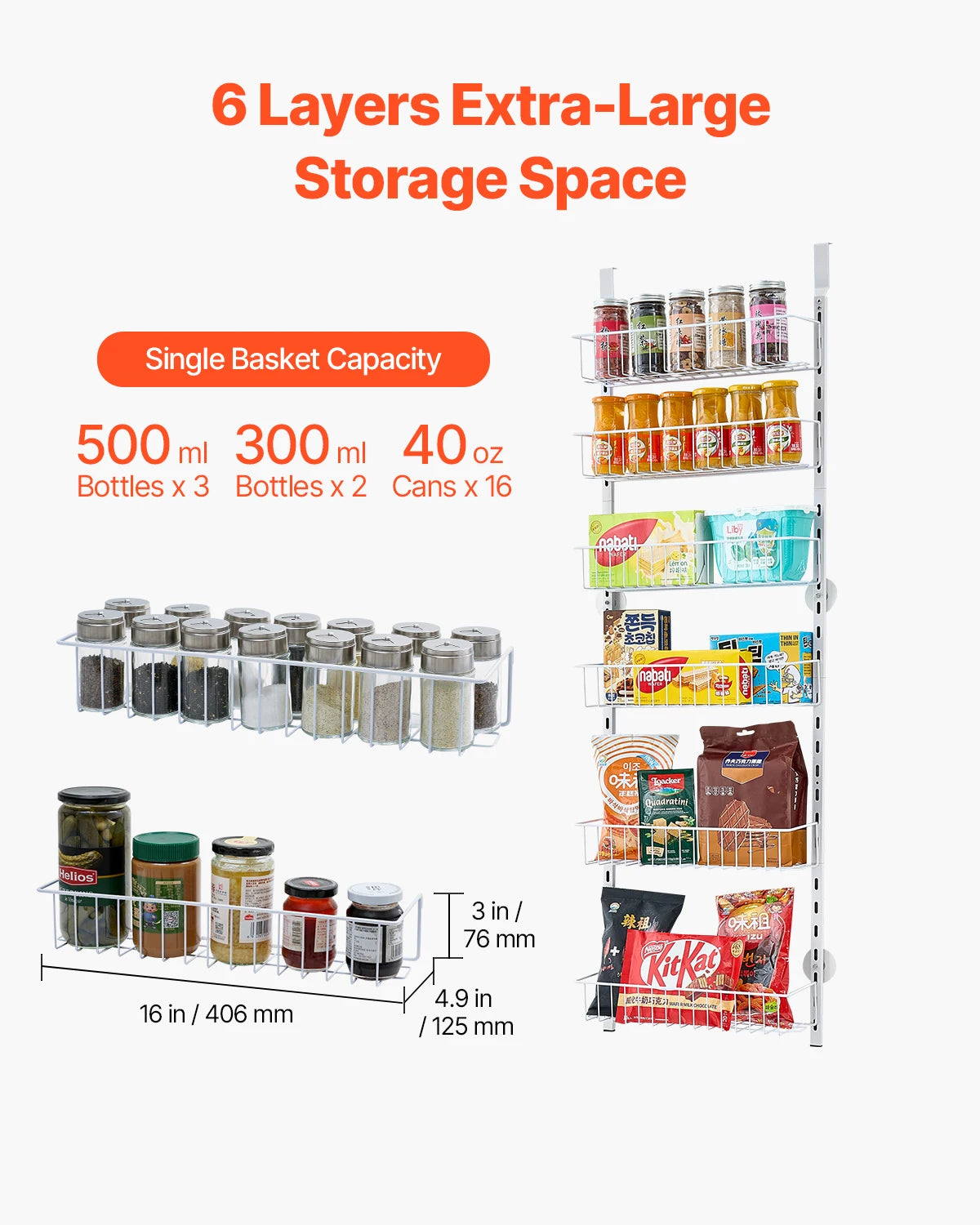 VEVOR Heavy-Duty Over-The-Door Pantry Organizer 6-10 Tier Rack