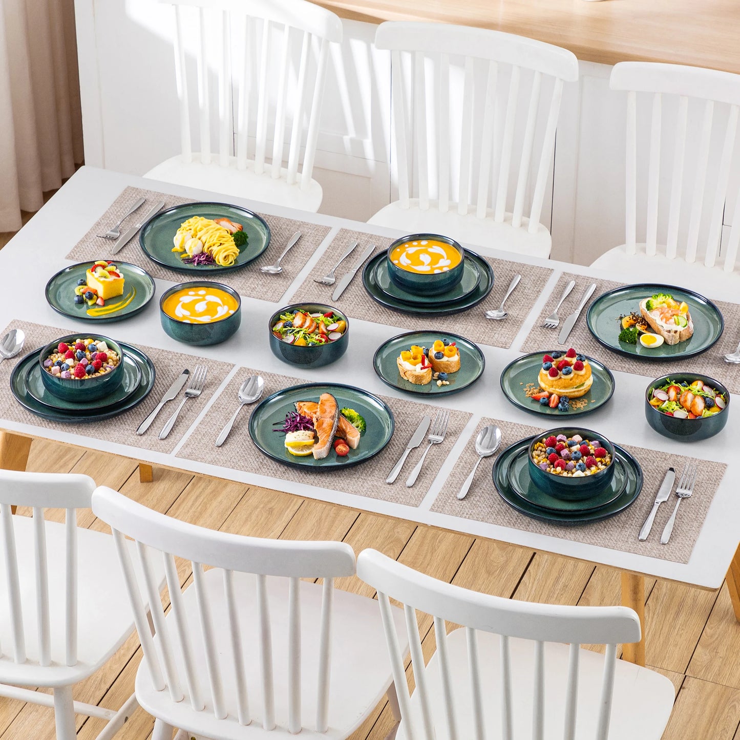 MALACASACeramic Stoneware Dinnerware Set Scratch Resistant