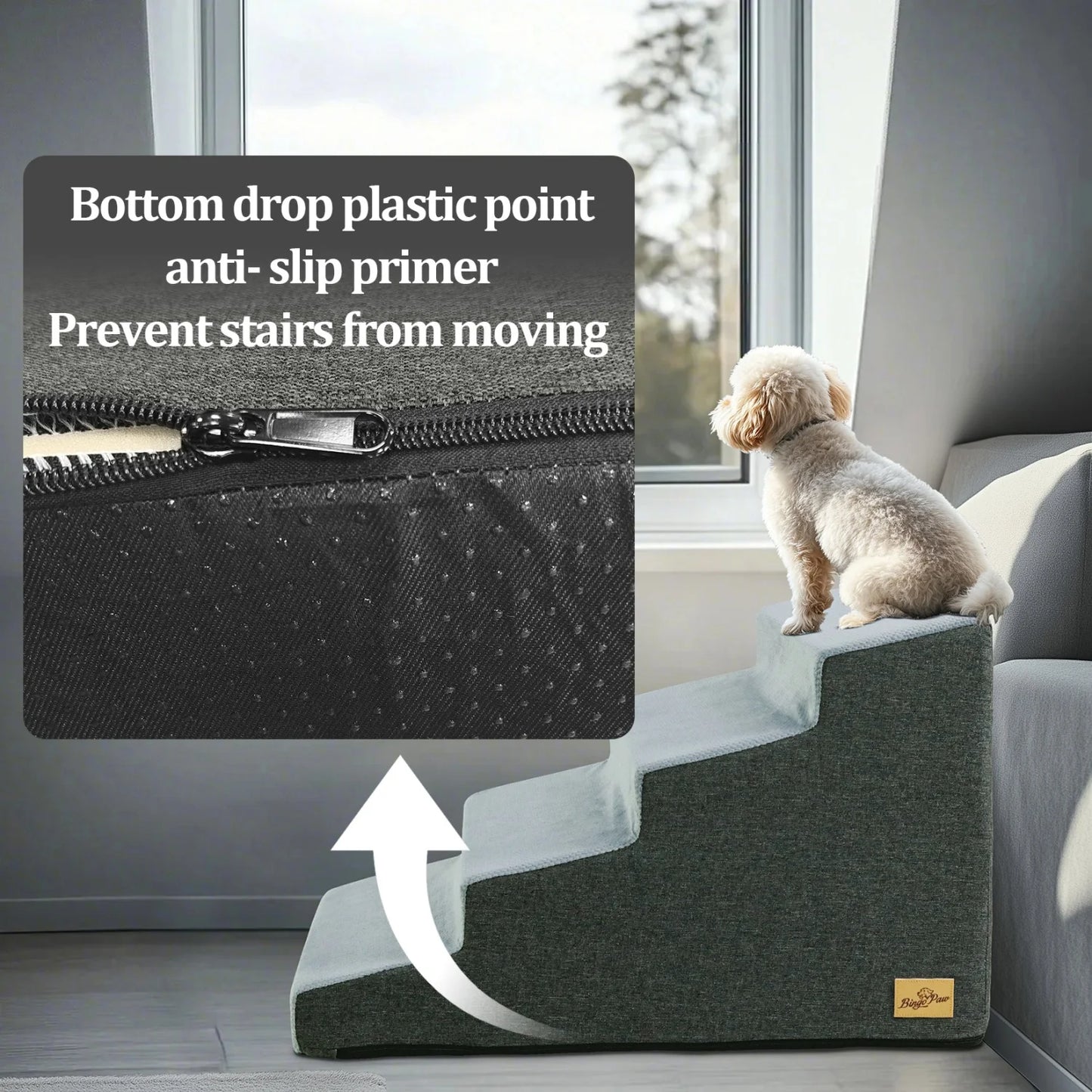 NONE Three Quarter Steps Dog Stairs Ramp With Washable Cover