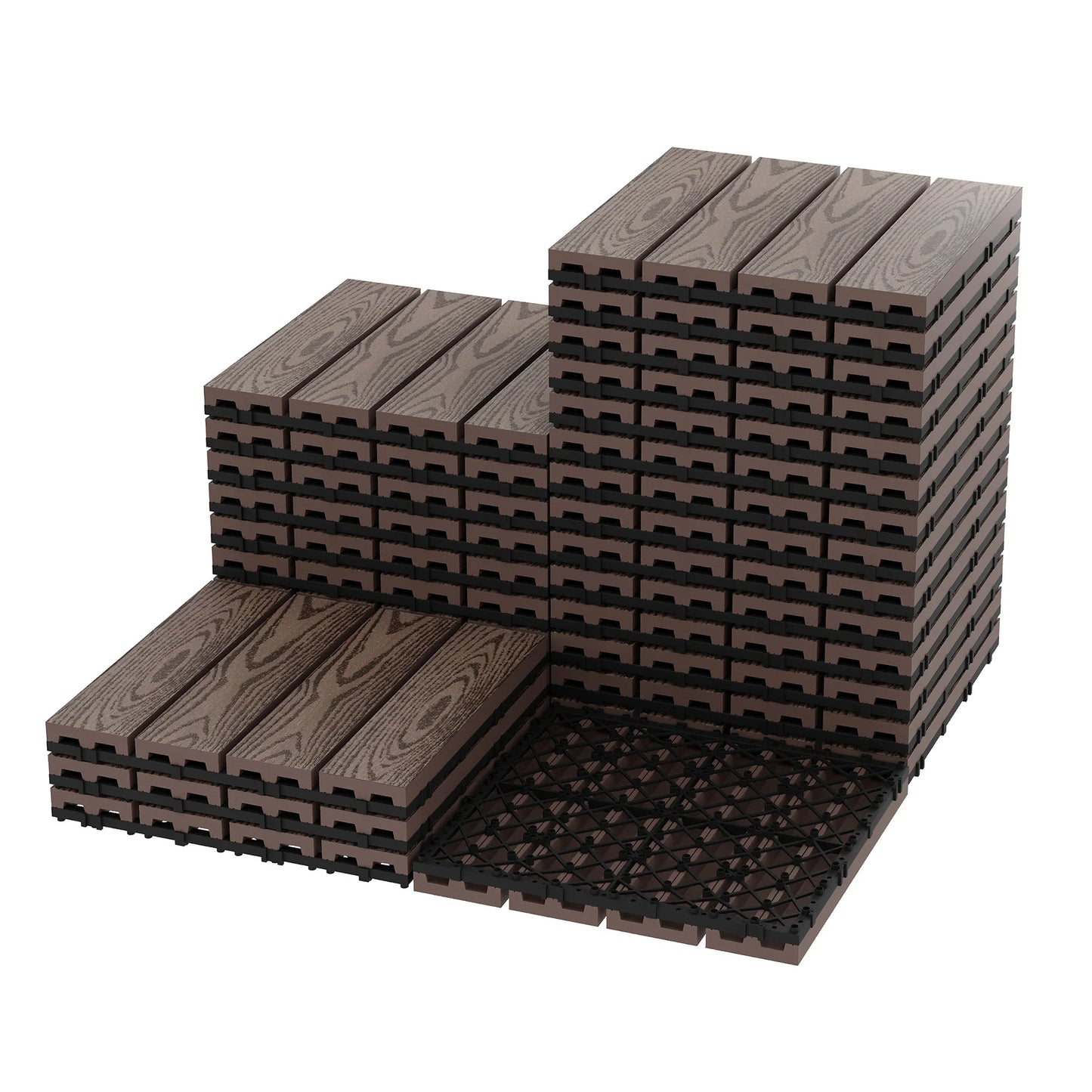 HiMISS Interconnected Composite Deck Tiles for All Weather Outdoor Use