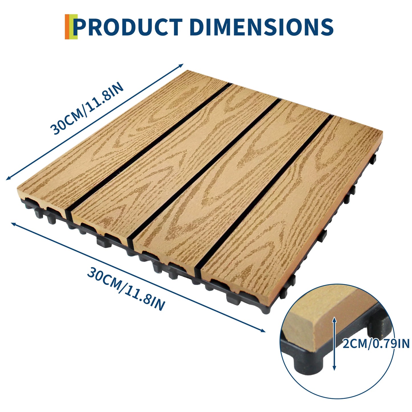 HiMISS Interconnected Composite Deck Tiles for All Weather Outdoor Use