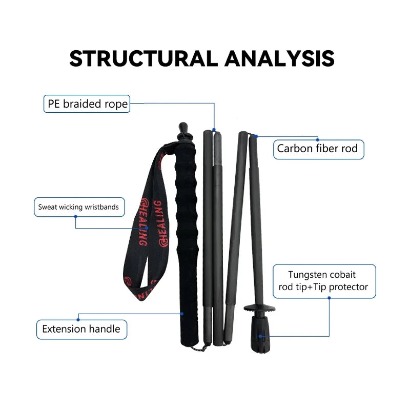 OKHEALINGCN Ultralight Carbon Fiber Trekking Poles Two Piece Foldable