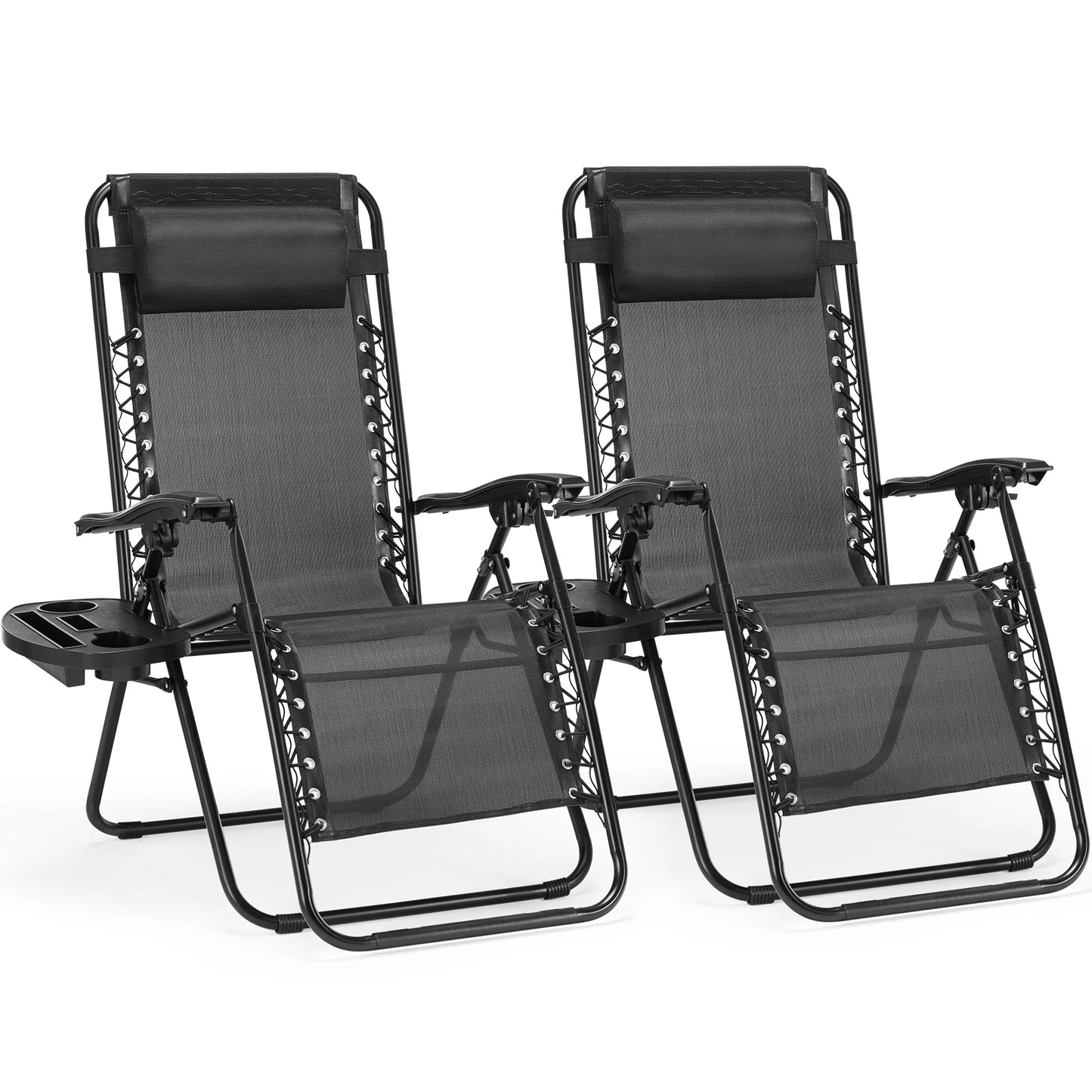 JHK Zero Gravity Recliner Set Outdoor Chairs With Cup Holders