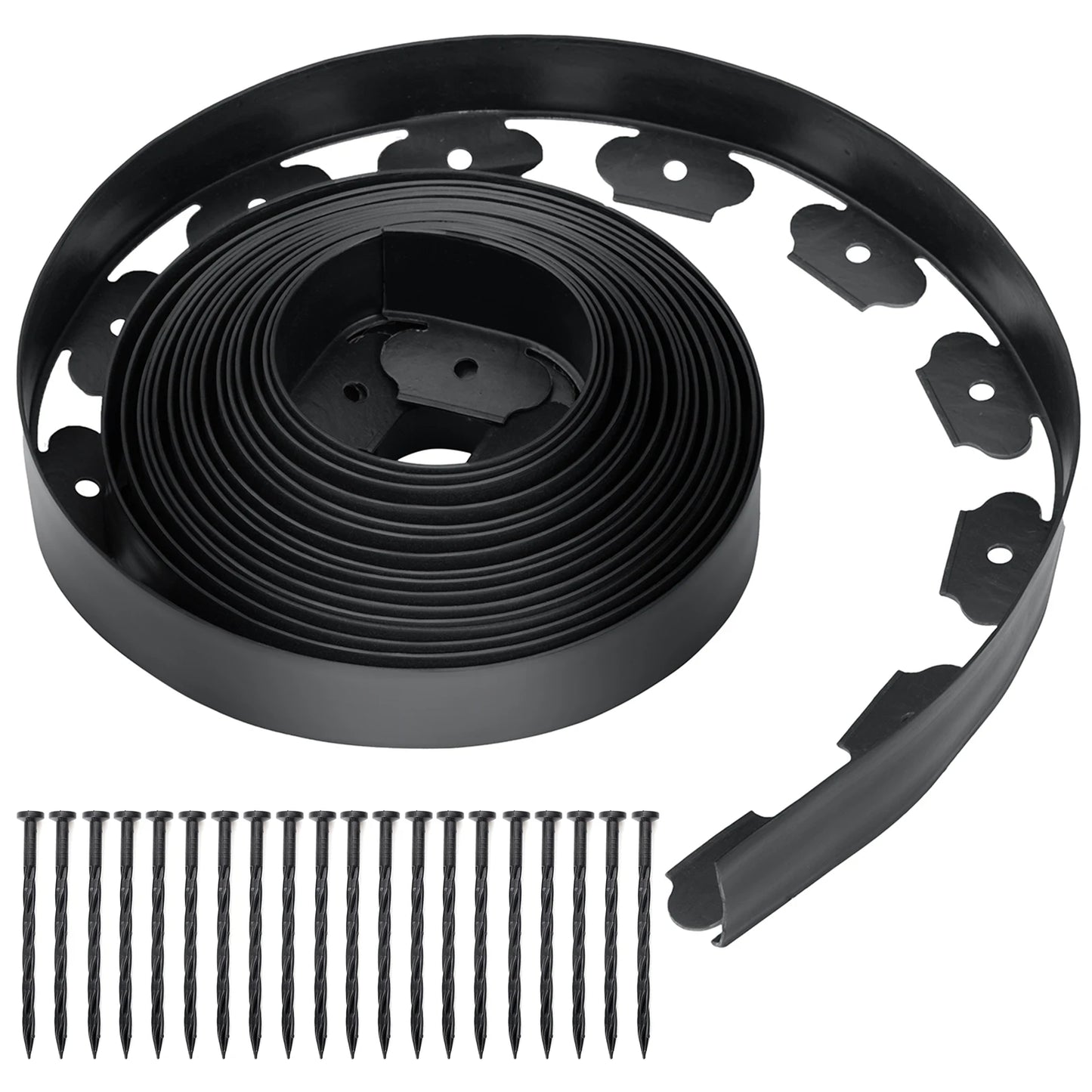 Garden Edge Kit With 60 Spikes Flexible Plastic Lawn Border