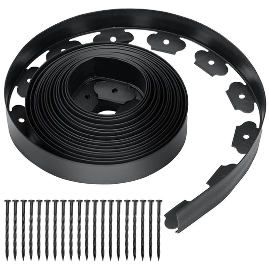 Garden Edge Kit With 60 Spikes Flexible Plastic Lawn Border
