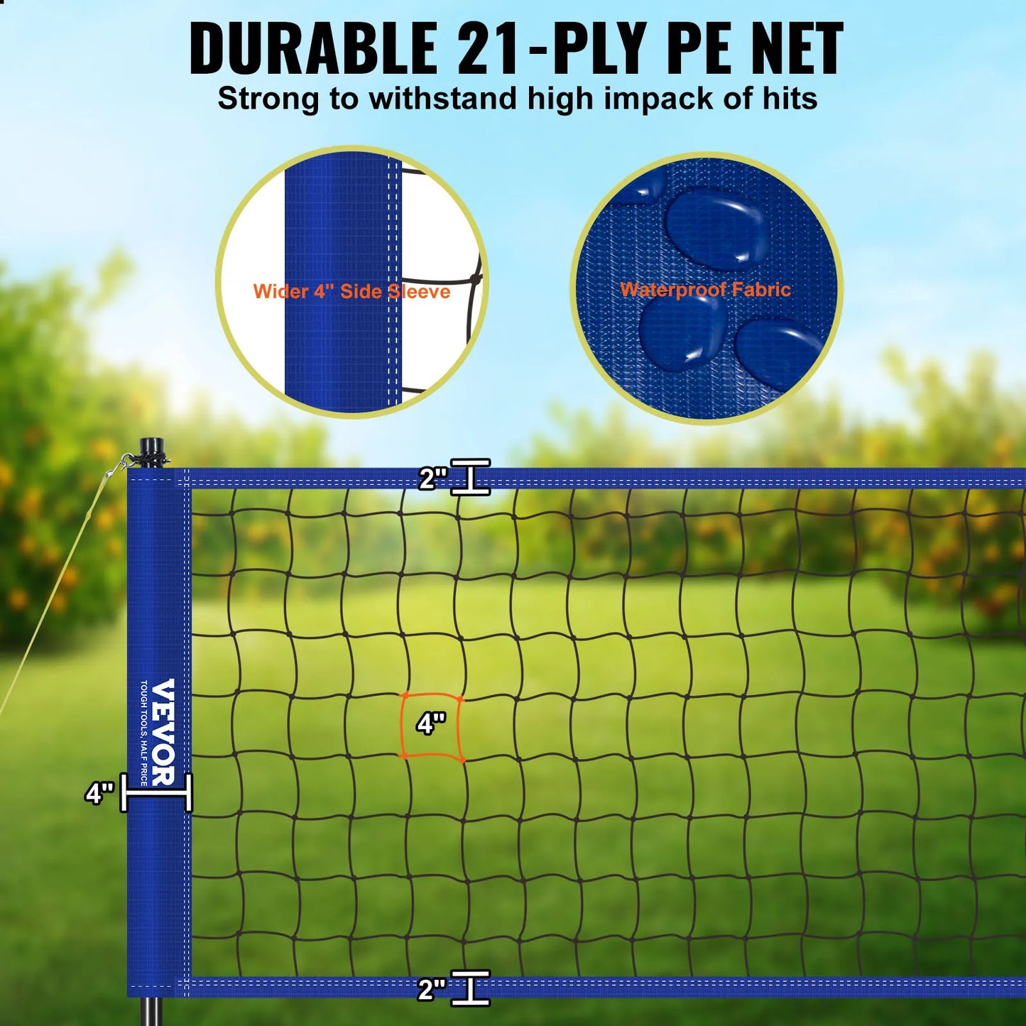 Outdoor Volleyball Net System With Adjustable Poles And Pump