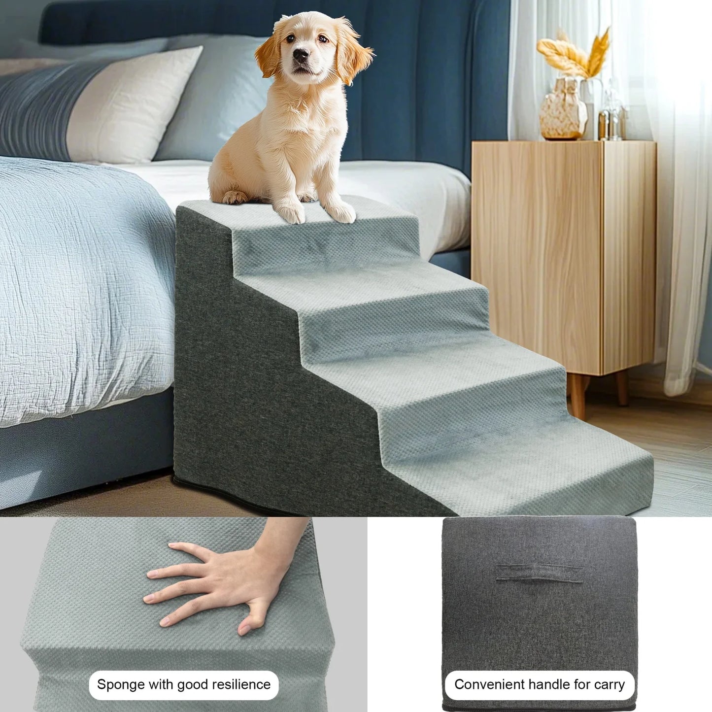 NONE Three Quarter Steps Dog Stairs Ramp With Washable Cover