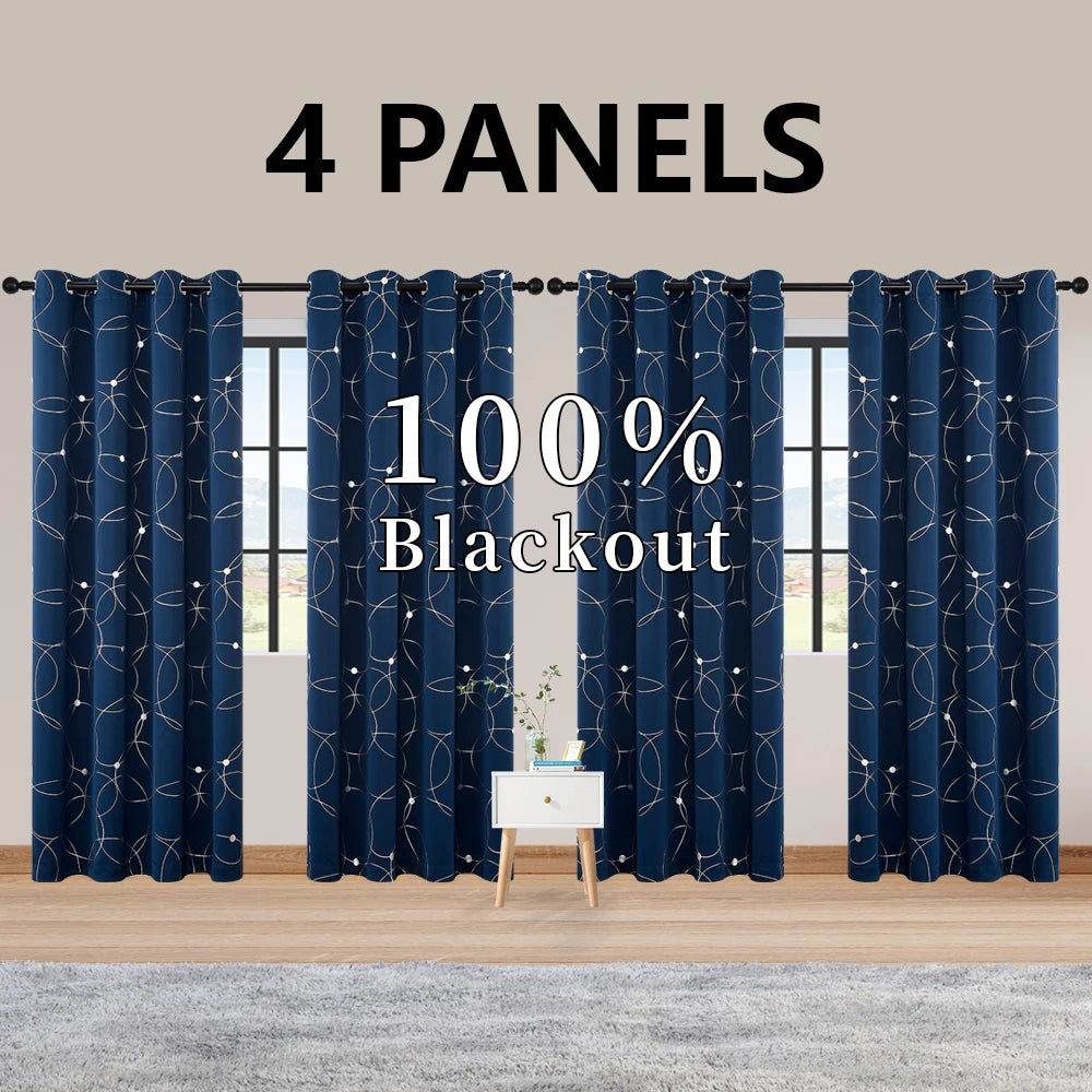 Blackout Curtains Thermal Insulated Room Darkening For Bedroom