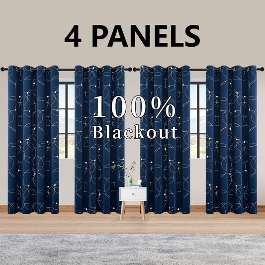 Blackout Curtains Thermal Insulated Room Darkening For Bedroom