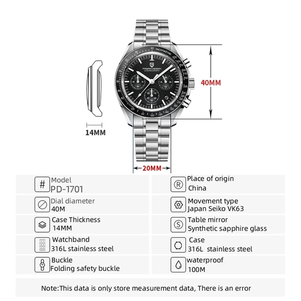 PAGANI DESIGN Moon V6 Chronograph Quartz Watch For Men
