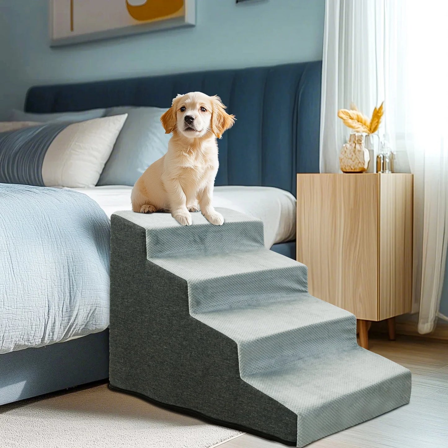 NONE Three Quarter Steps Dog Stairs Ramp With Washable Cover