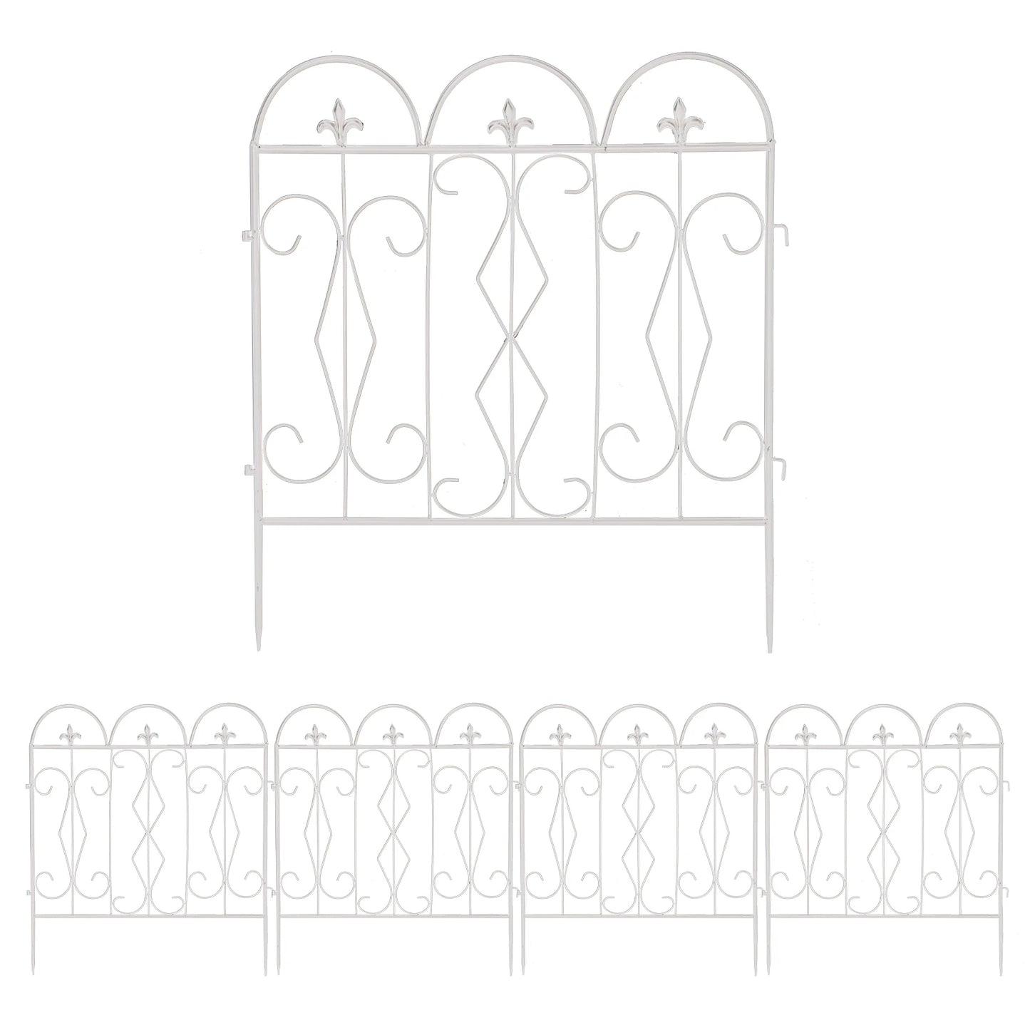 Outdoor Rustproof Metal Garden Border Fence Set Five Pieces