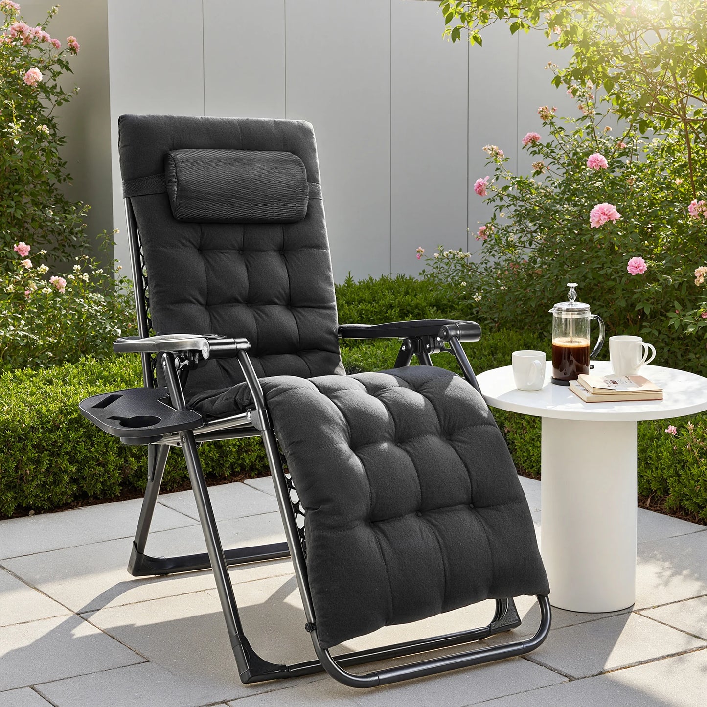JHK Zero Gravity Recliner Set Outdoor Chairs With Cup Holders