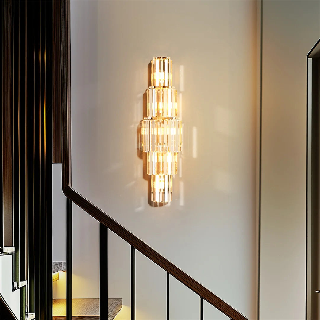 Modern 3 Layer Crystal Wall Sconce With E14 Led Corn Bulbs And Dimmable Function