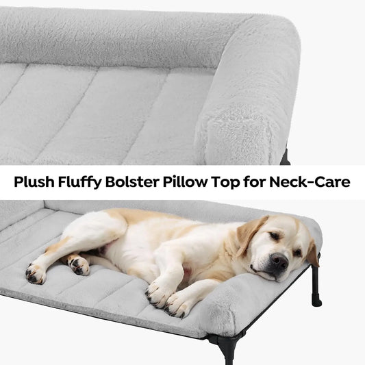 Elevated Orthopedic Dog Bed With Bolster And Removable Mat