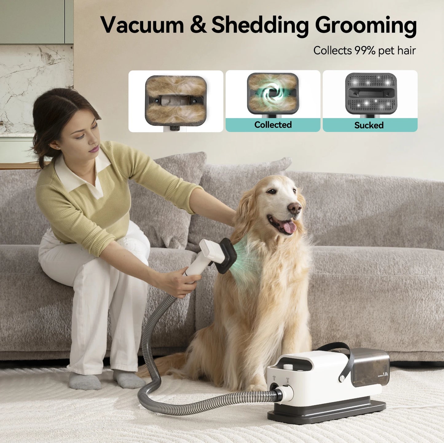 Pet Grooming Kit With Vacuum And Hair Dryer 15kPa Tools