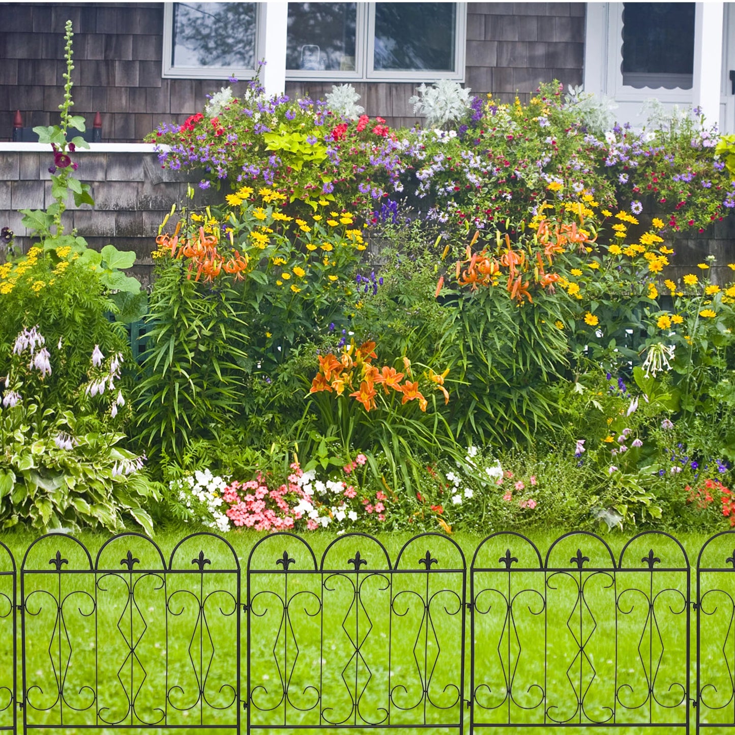 Outdoor Rustproof Metal Garden Border Fence Set Five Pieces