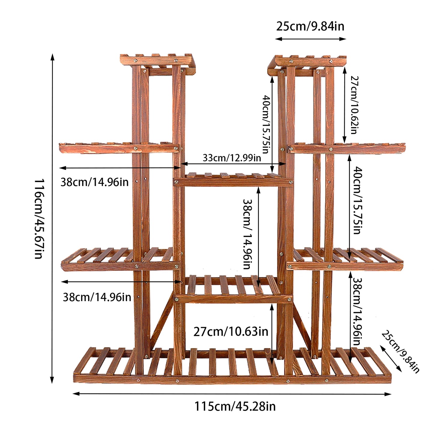 Wisfor Wooden Plant Shelf Stand Multi-Tier Indoor Outdoor Display