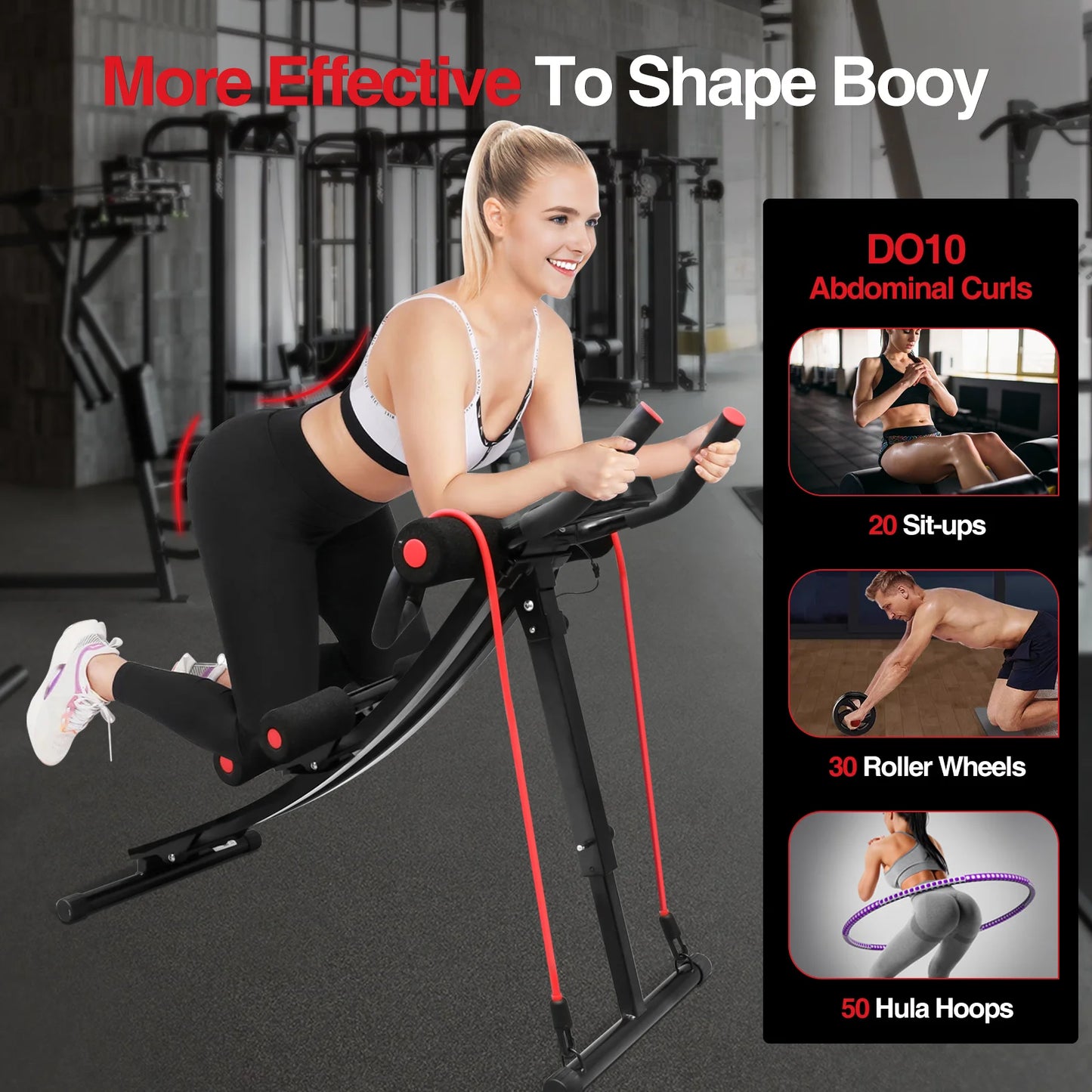 Foldable Abdominal Machine For Home Gym With LCD Display