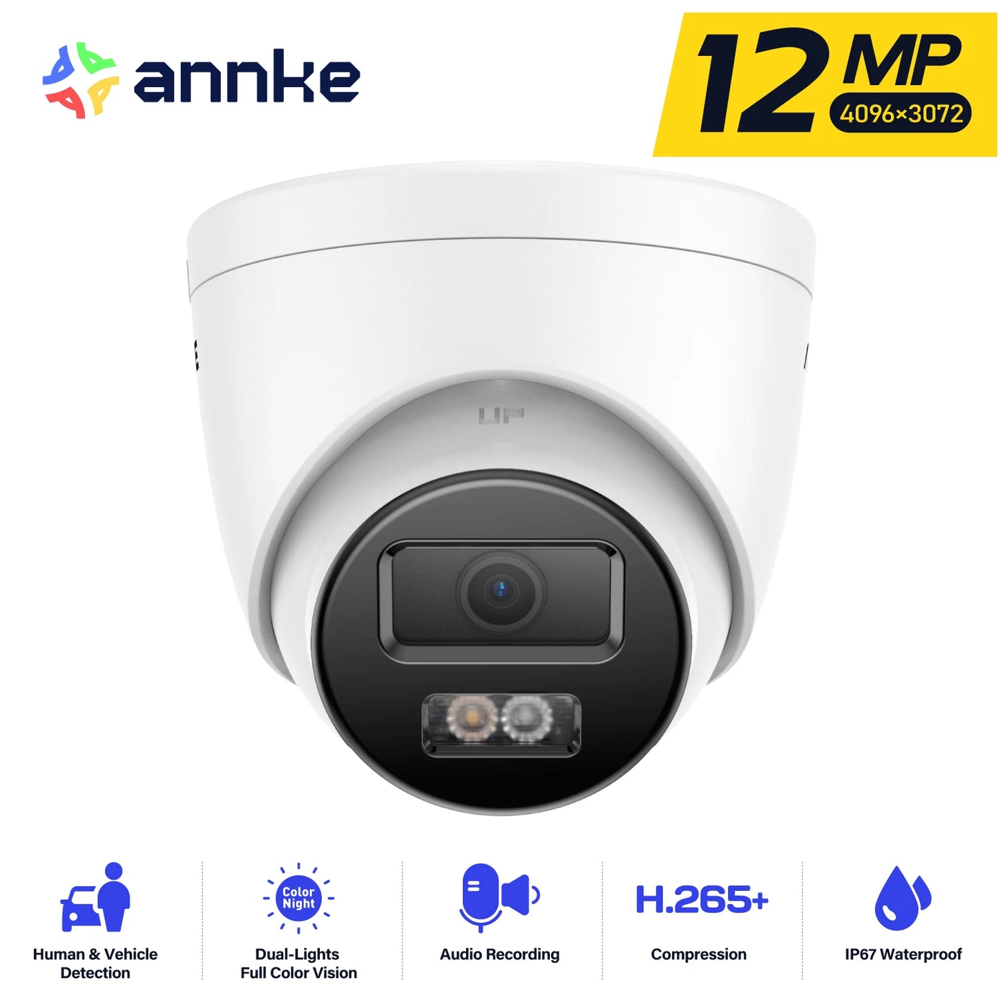 ANNKE 12MP 3K Outdoor PoE Security Camera With Dual Light