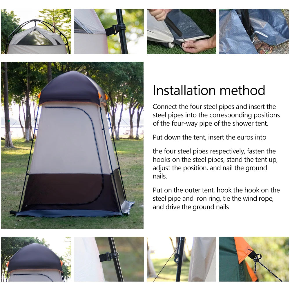 Portable Outdoor Privacy Shower Tent Double Layer Sun Shelter