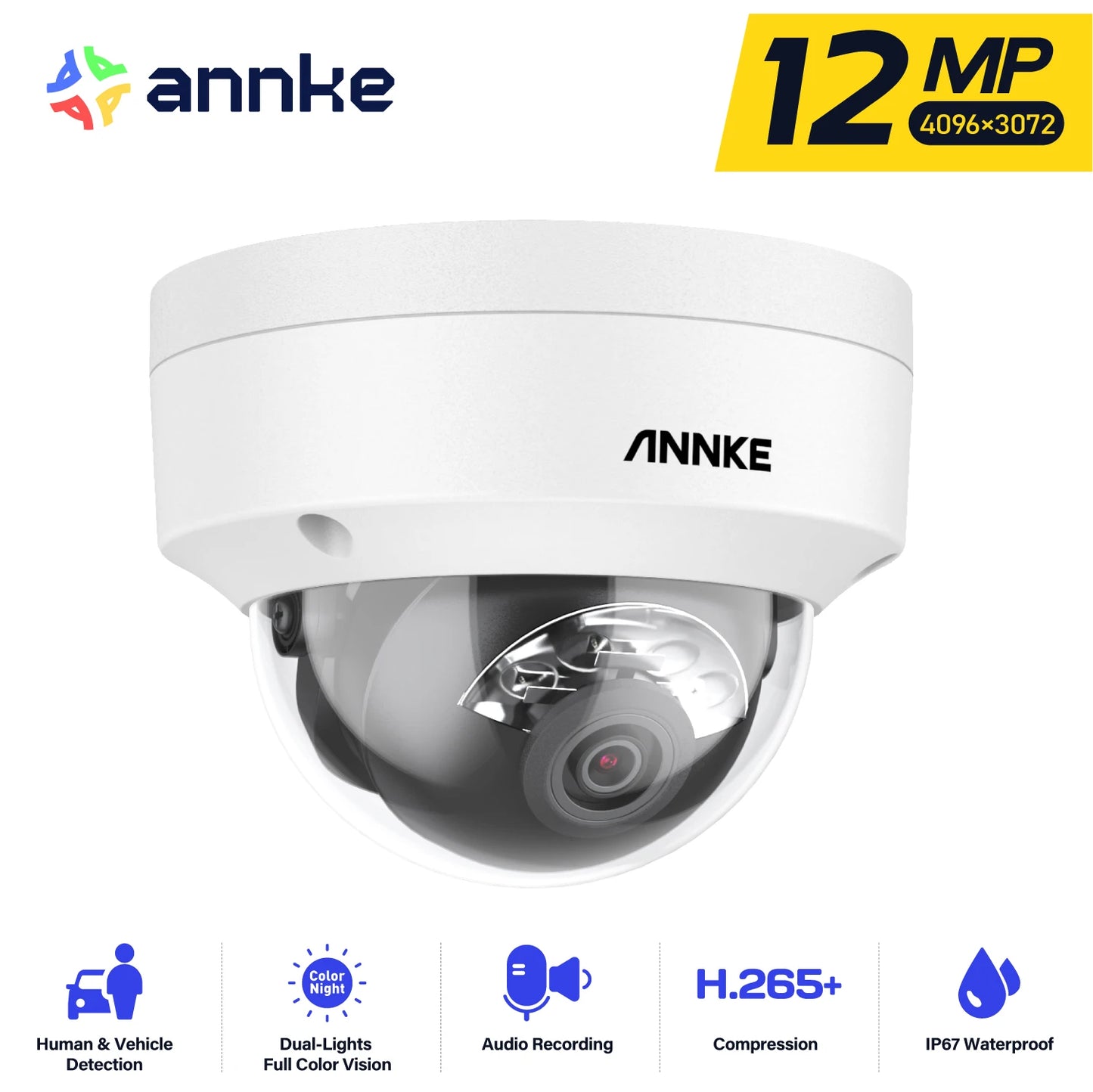 ANNKE 12MP 3K Outdoor PoE Security Camera With Dual Light