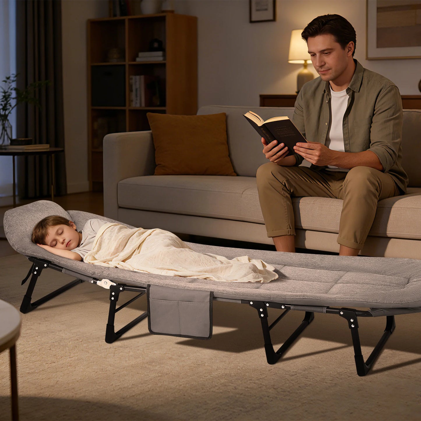 TWISTER.CK Camping Folding Bed With Cushion And Pillow