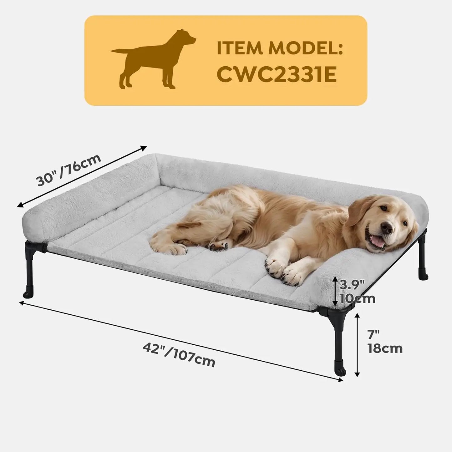 Elevated Orthopedic Dog Bed With Bolster And Removable Mat