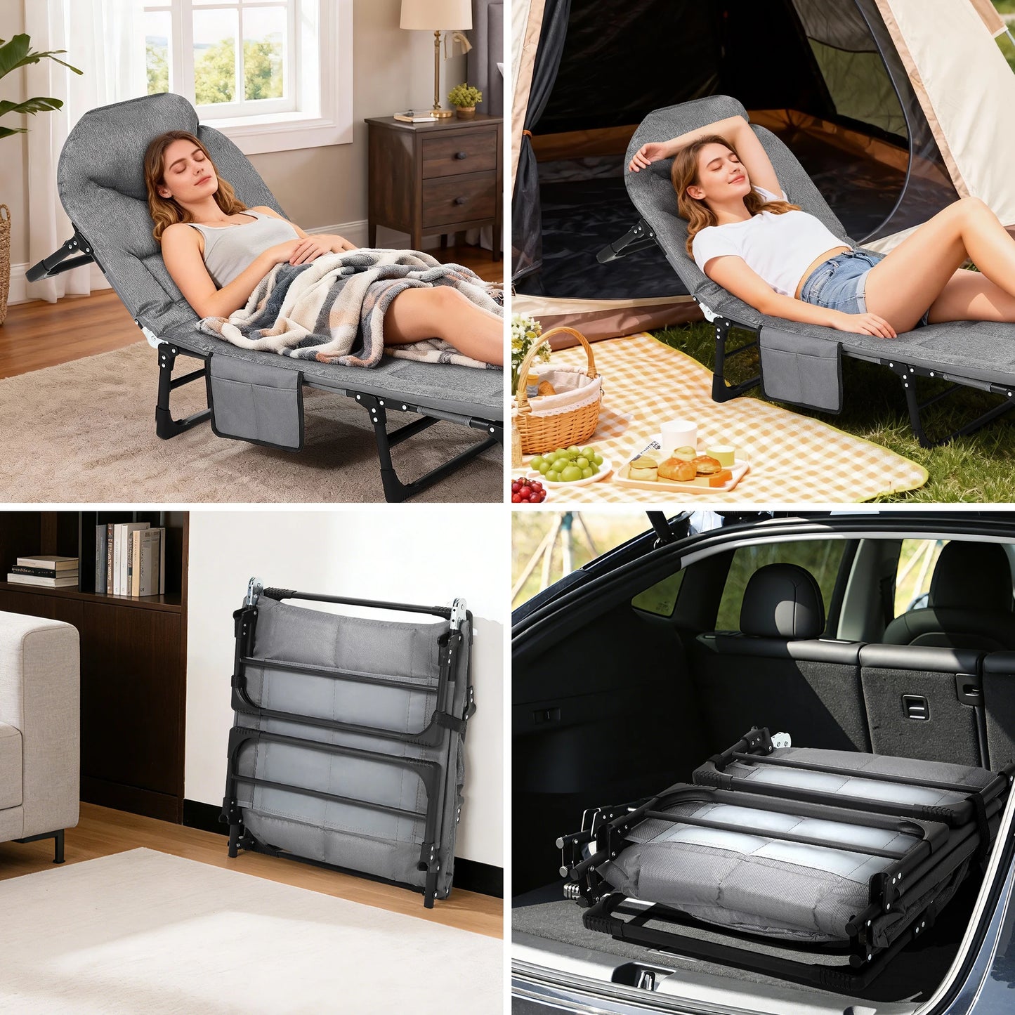 TWISTER.CK Camping Folding Bed With Cushion And Pillow
