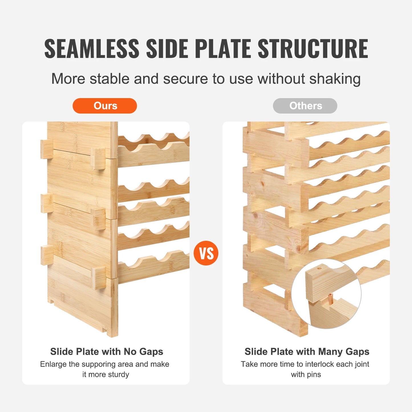 SucceBuy Bamboo 48 72 Bottle Stackable Wine Rack Free Standing