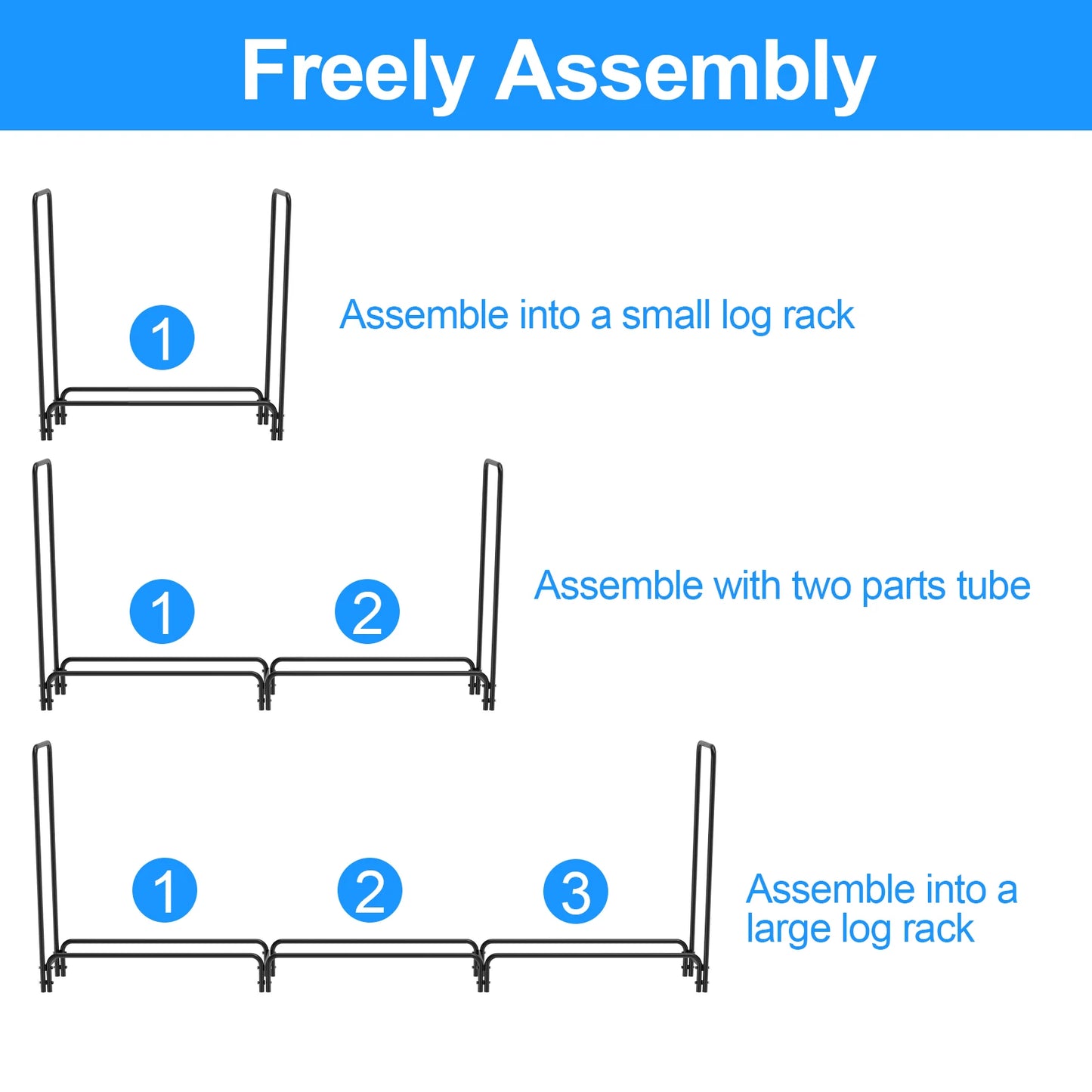 Heavy Duty Metal Wood Log Store Rack for Outdoor Garden Firewood Storage