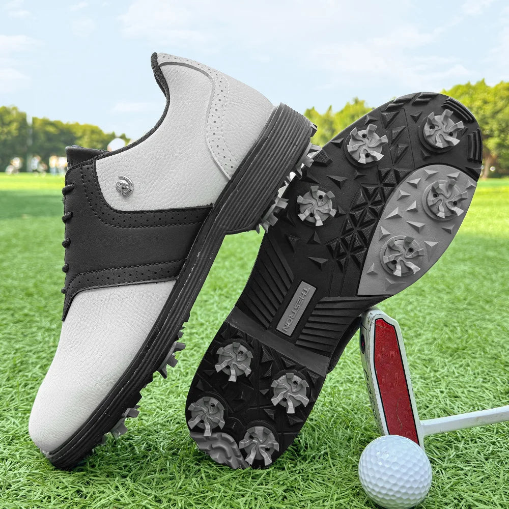 Lenox Men Golf Shoes Spiked Sneakers for Golfers Durable