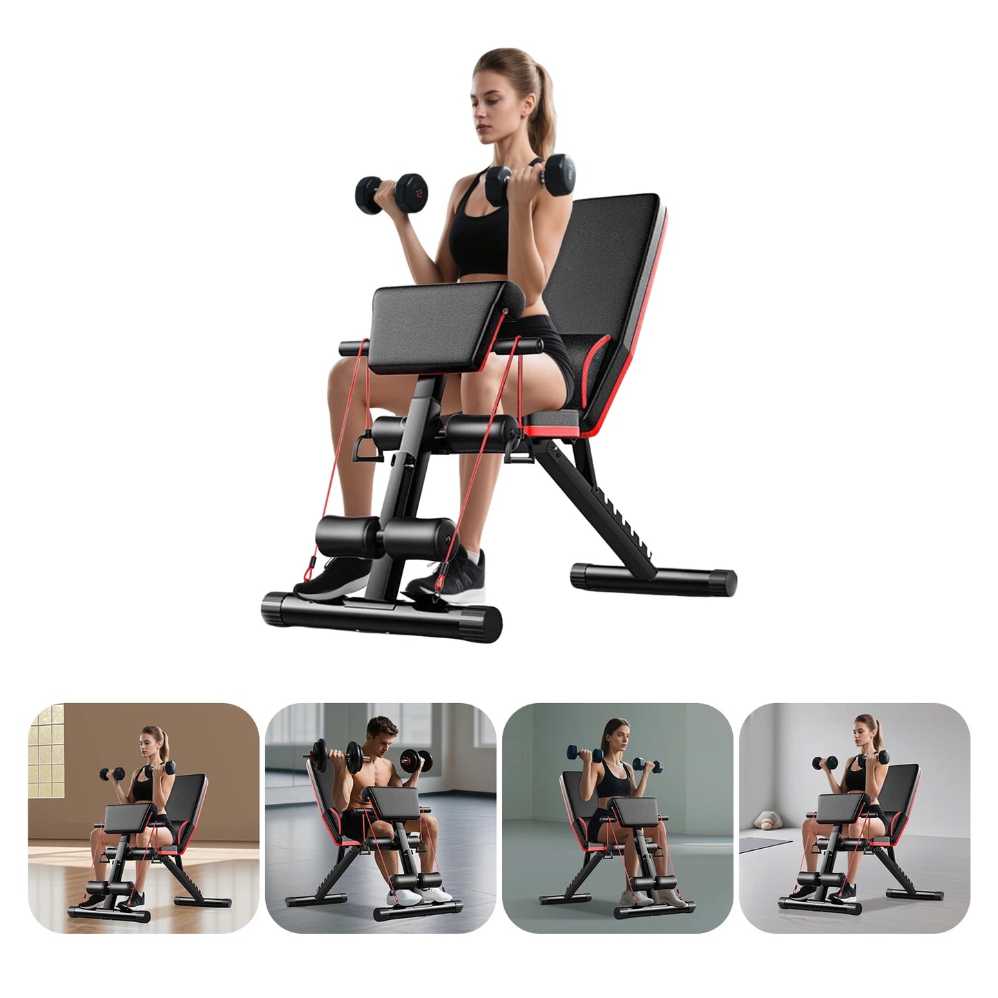 Adjustable Multifunctional Fitness Bench for Strength Training
