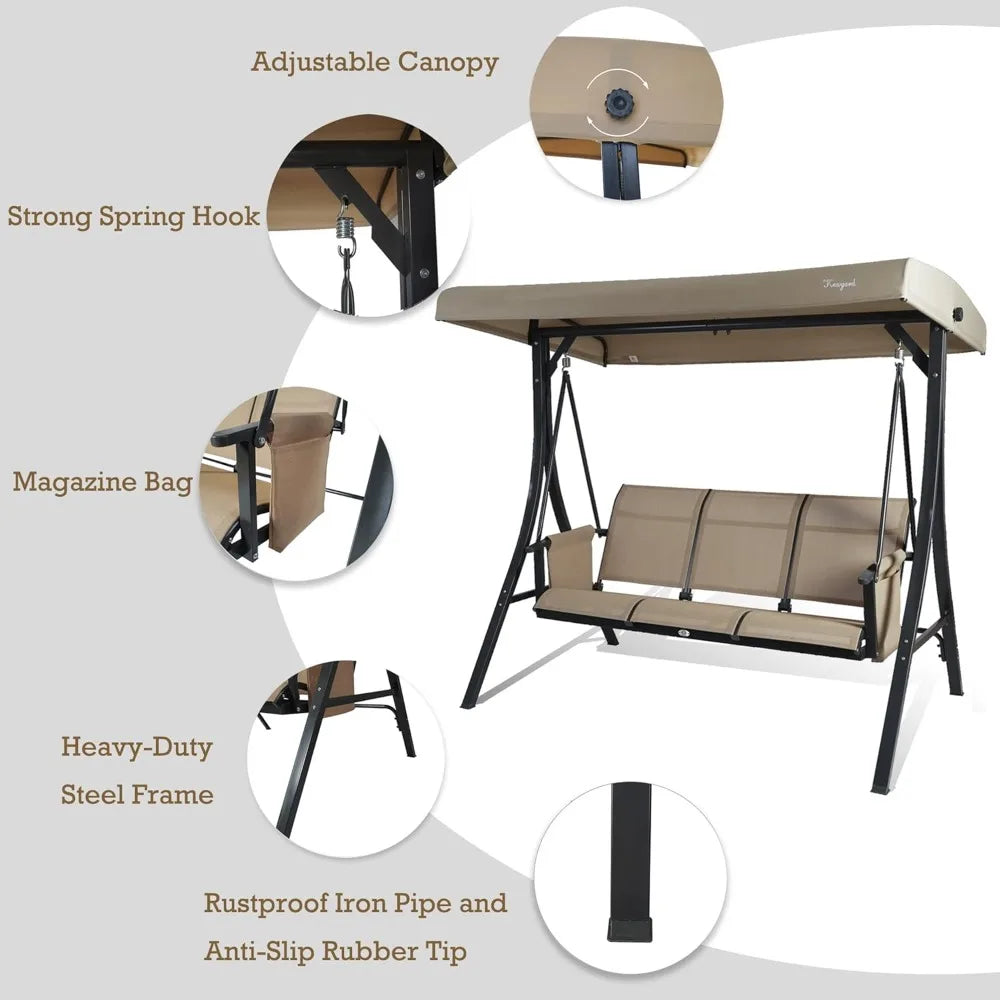 XIAOLANG Outdoor Porch Swing Glider With Adjustable Canopy