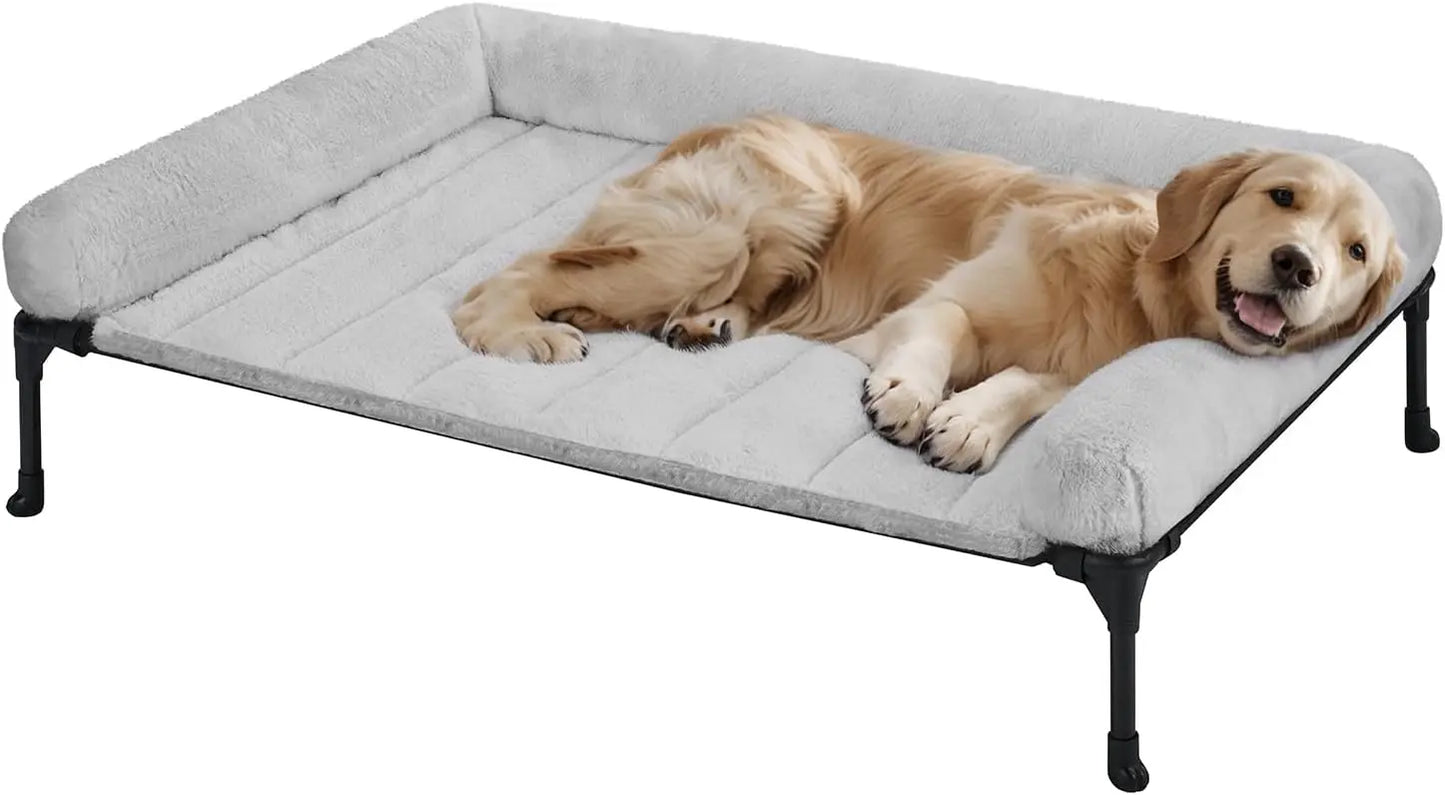 Elevated Orthopedic Dog Bed With Bolster And Removable Mat