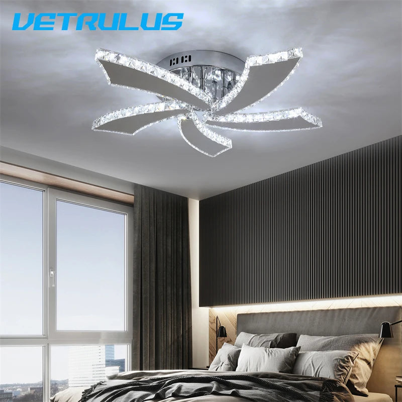 Vetrulus Modern Crystal LED Ceiling Fan With Smart Remote