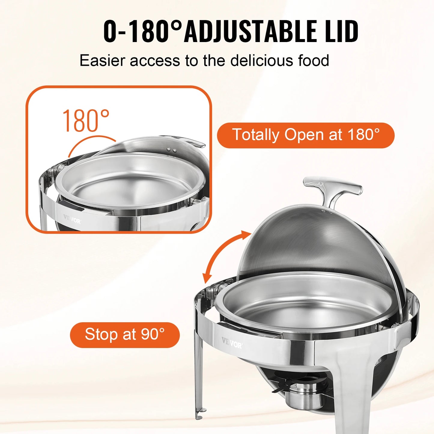 Succebuy Stainless Steel Chafing Dish Buffet Set With 6 Quart Full Size Pans For Catering