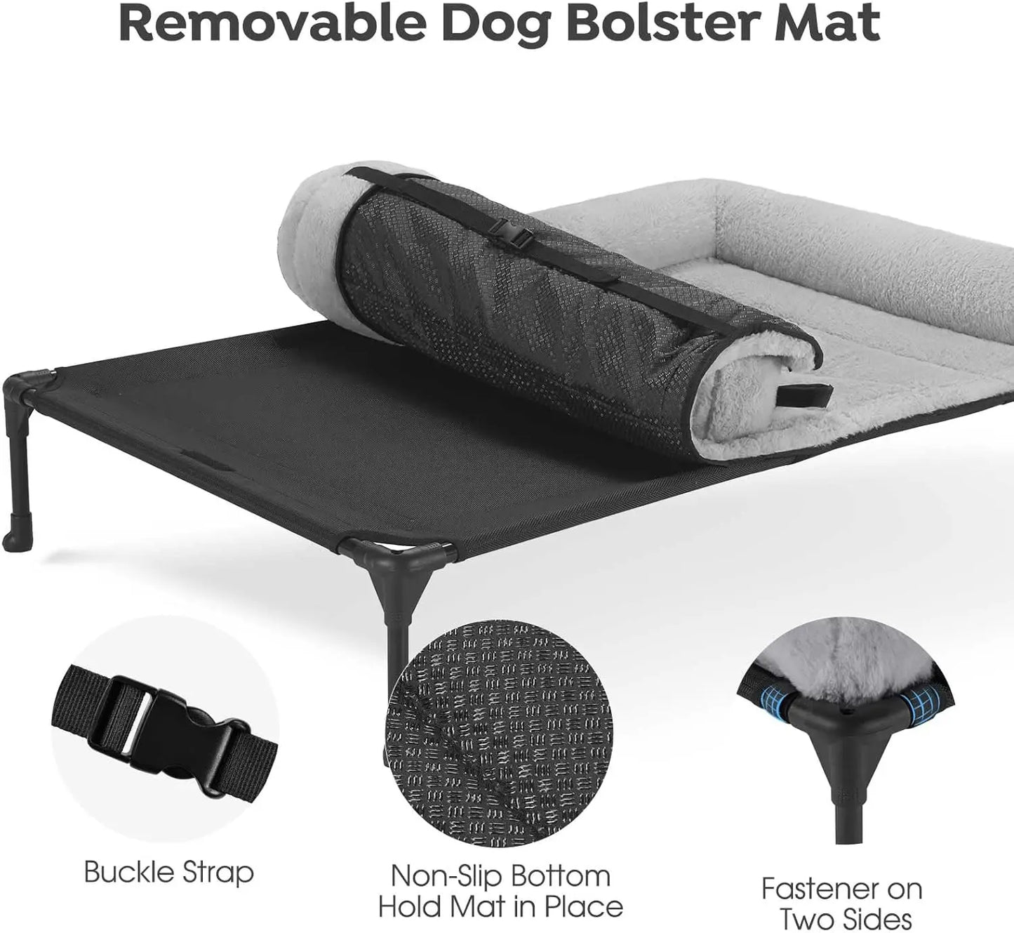 Elevated Orthopedic Dog Bed With Bolster And Removable Mat
