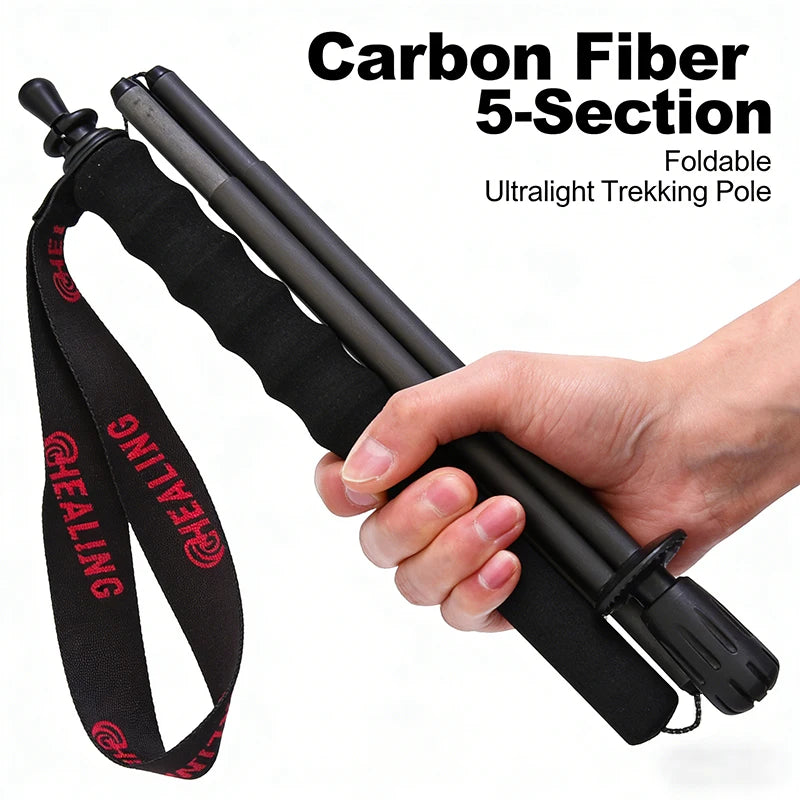 OKHEALINGCN Ultralight Carbon Fiber Trekking Poles Two Piece Foldable