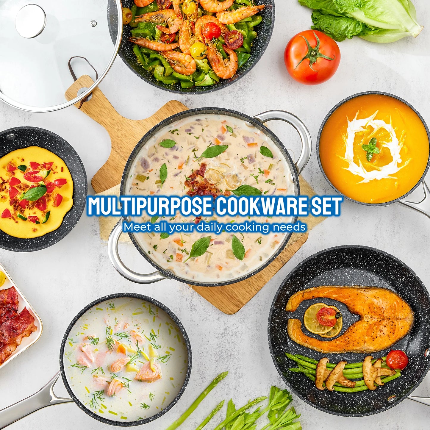 Bezia Induction Nonstick Cookware Set For All Stoves