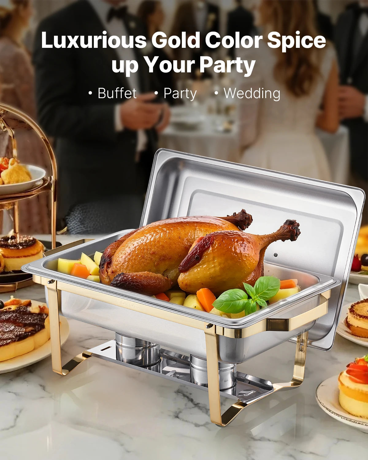 Succebuy 8 Qt Stainless Steel Chafing Dish Buffet Set With Pans
