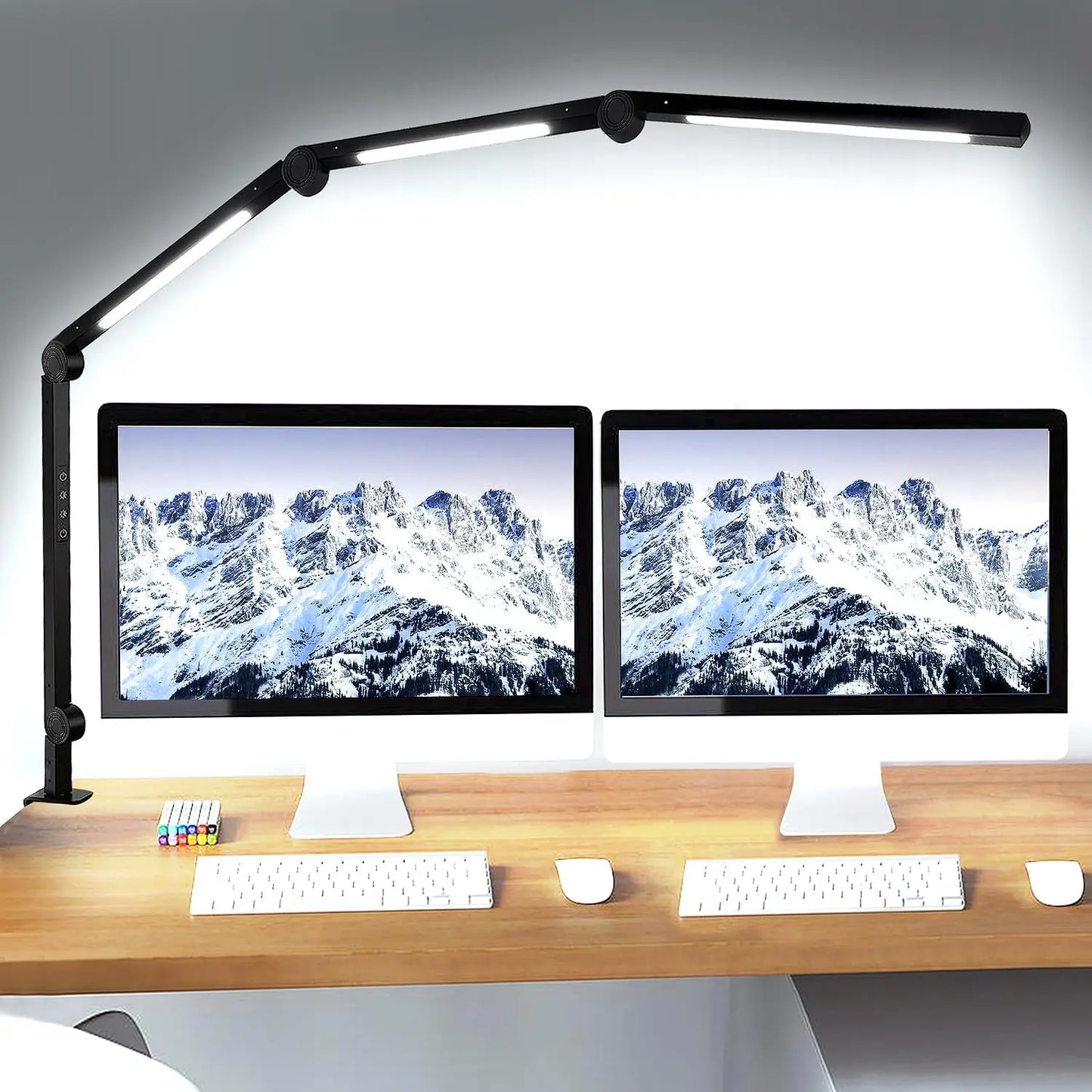 LED Desk Lamp with Clamp, Flexible Swing Arm, Dimmable