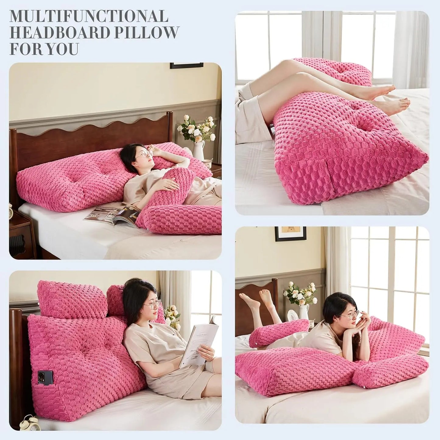 Sichuan Leather Wedge Headboard Pillow With Neck Roll Bolster