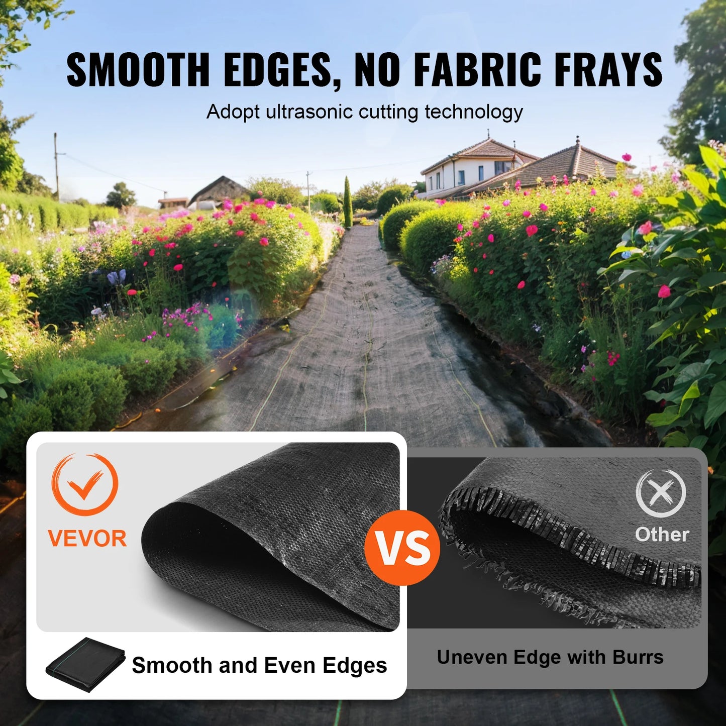 VEVOR Premium Heavy Duty Weed Barrier Landscape Fabric 3.2 Oz Geotextile