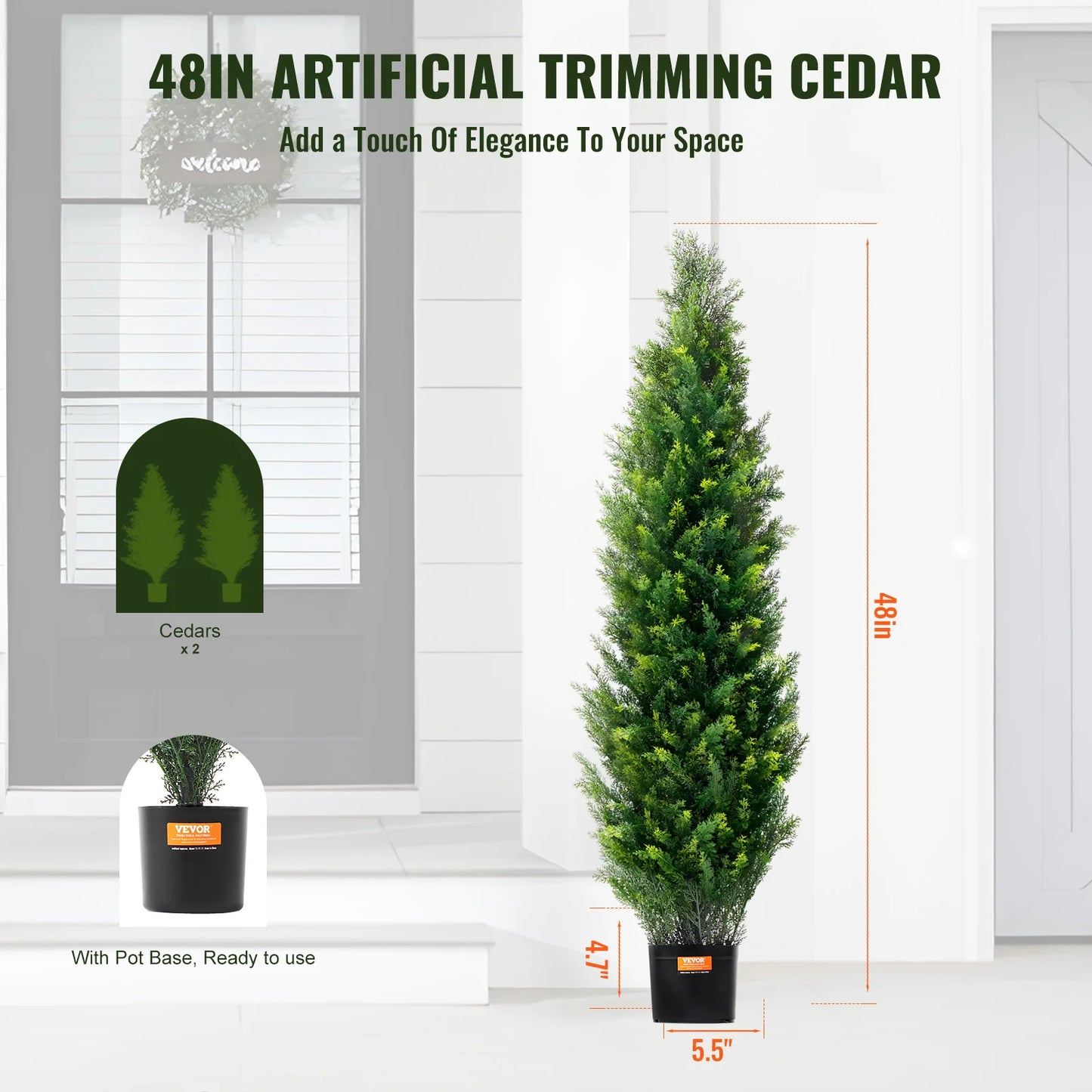 SucceBuy Artificial Cedar Topiary Tree Outdoor Greenery For Home Decor
