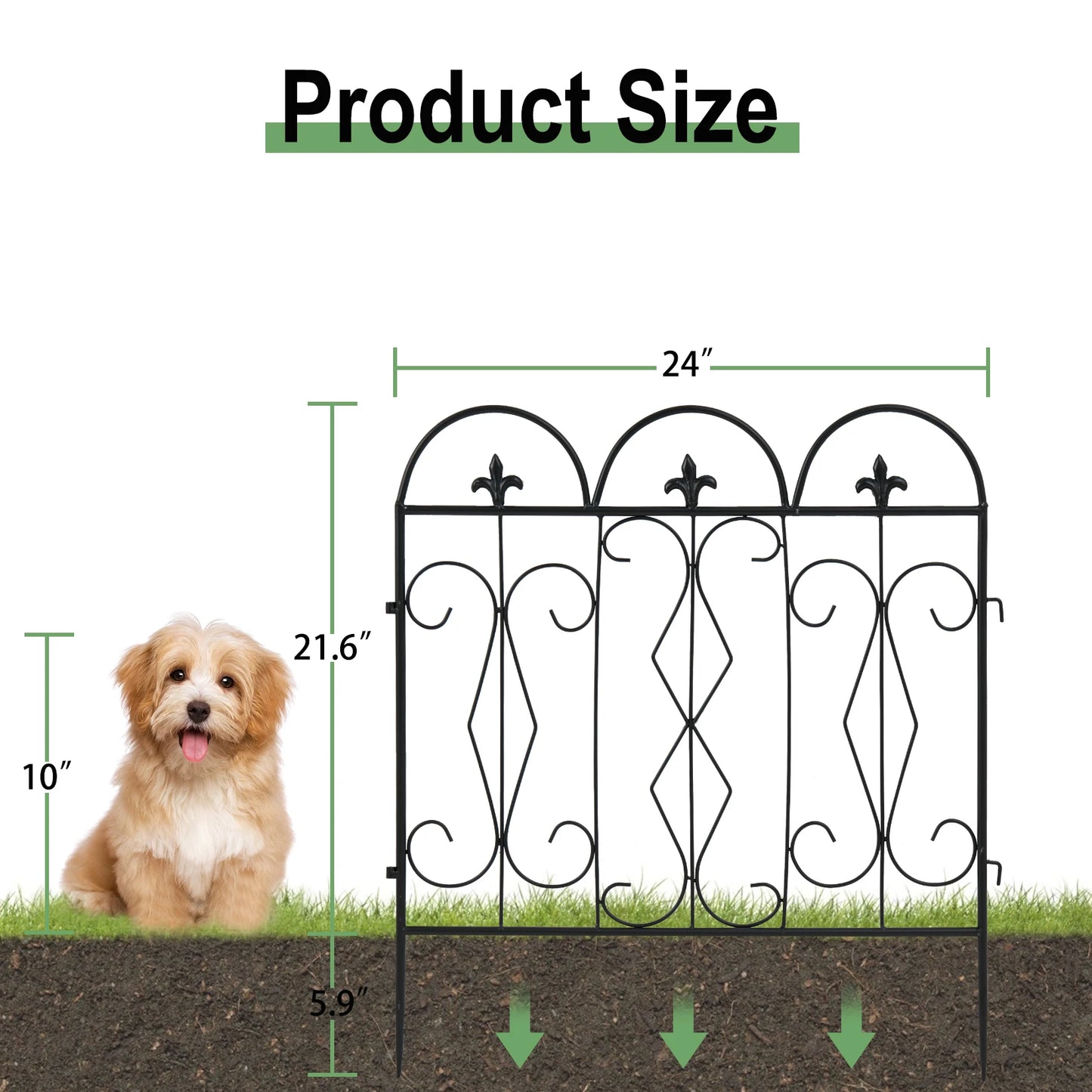 Outdoor Rustproof Metal Garden Border Fence Set Five Pieces